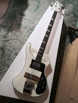 Фабричная молочно-белая 4-струнная электрическая бас-гитара с жемчужными вставками, предложение по индивидуальному заказу