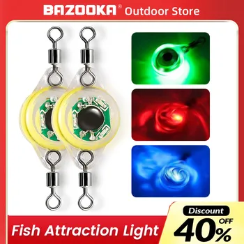 Мини-светодиодная лампа для привлечения рыбы-базуки, красно-зеленая Рыболовная приманка для кальмаров, Светящаяся Подводная приманка для глубокого падения, Ночная Зимняя приманка