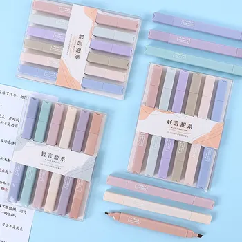 6ШТ цветных маркеров Kawaii с двойным наконечником, Блокнот, ручки для рисования каракулей для офиса, школьный маркер, инструмент для письма.