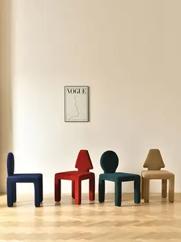 Скандинавский креативный обеденный стул из черного плюшевого флиса, домашний современный простой стул со спинкой, стул для макияжа, обеденный стул с акцентом