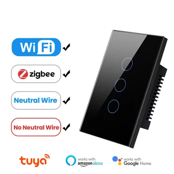 US WiFi Smart light Switch Сенсорный выключатель RF433 Smart Home life Приложение Tuya ControlSupports Voice Audio Alexa Домашняя страница Google