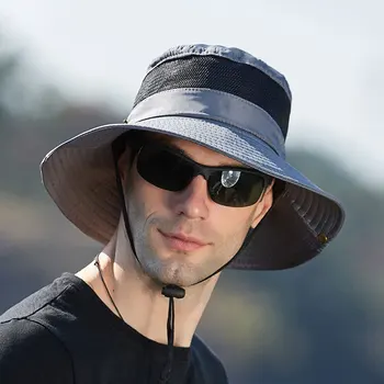 Летняя сетчатая Дышащая Рыбацкая шляпа, мужская уличная альпинистская шляпа, женская солнцезащитная шляпа с большими полями, шляпа Boonie с логотипом на заказ