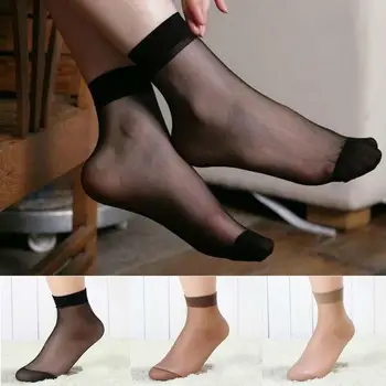 10 пар летних носков цвета кожи, прозрачные Ультратонкие женские шелковые носки с кристаллами, нейлоновые женские летние короткие носки до щиколотки Meias