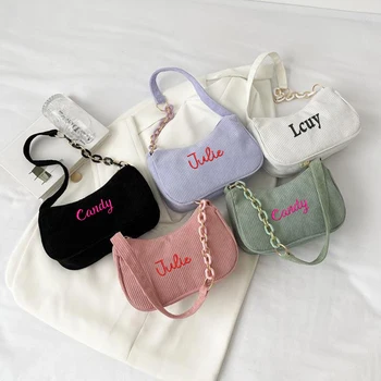 Новая изготовленная на заказ мини-простая повседневная женская сумка на одно плечо с вышитым названием, Однотонный портативный кошелек небольшого размера для дам