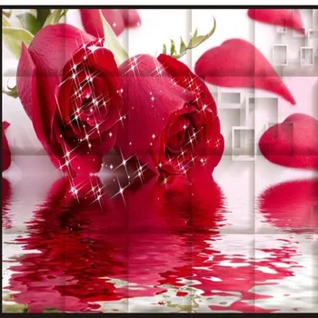 wellyu Custom большая фреска Романтический шарм Красные 3D розы спальня ТВ фон нетканые обои papel de parede para quarto