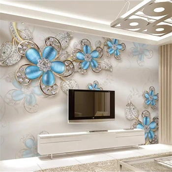 beibehang papel de parede Пользовательские обои 3D фреска роскошный европейский шелк жемчужный цветок ТВ фон обои домашний декор фреска