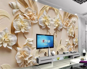 Обои beibehang на заказ 3D Фаленопсис с тиснением на стене гостиной в скандинавском современном минималистичном стиле декоративная фреска Papel de parede
