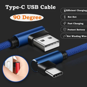 90-Градусный USB-кабель для Huawei P40 P30 Pro Быстрой Зарядки Для iphone 14 13 12 11 pro max Для Samsung Для Xiaomi Redmi Кабель для передачи данных