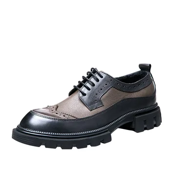 Мужская деловая мужская обувь из воловьей кожи на шнуровке, Дизайнерская мужская обувь в британском ретро стиле, высококачественная мужская обувь из натуральной кожи, осень-зима