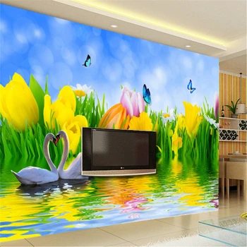 beibehang Большие обои фреска фото на заказ любого размера красивое Лебединое озеро телевизор гостиная спальня фон papel de parede