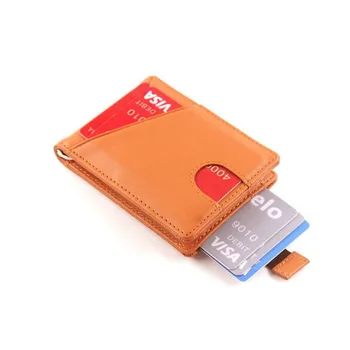 Винтажный мужской RFID-кошелек из натуральной коровьей кожи с зажимом для доллара, футляр для кредитных карт, тонкий двойной кошелек с зажимом для наличных, держатель банковской идентификационной карты