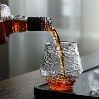 Японский художественный дизайн, падающий снег Сакуры, Дегустация виски, Аккуратный стакан, Старомодный стакан, Деревянная подарочная коробка, Бесплатный коврик для стакана для виски