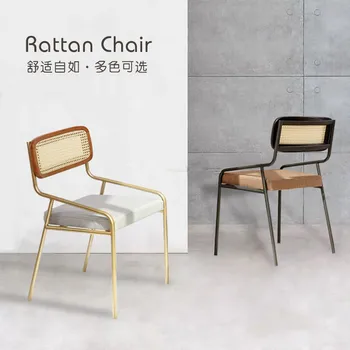 Популярный коммерческий обеденный стул из ротанга нового типа для кофейни в скандинавском стиле, современный простой домашний стул для спинки кофейни