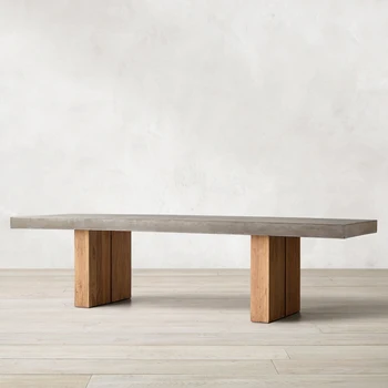 Скандинавский простой обеденный стол с тихим ветром, стул, верстак из цельного дерева, итальянский стол прямоугольной формы из цельного дерева, цементная краска