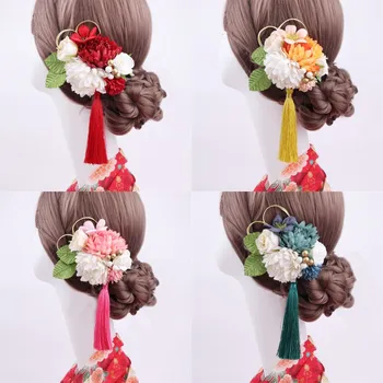 1шт Кимоно Юката Имитация Цветка, Аксессуары для волос, Японская Заколка с кисточкой, Головной Убор для путешествий, Подарок для женщин и девочек