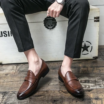 Кожаная Мужская повседневная обувь, роскошные брендовые мужские лоферы, Дышащие слипоны, Черные туфли для вождения, Большие размеры 39-47