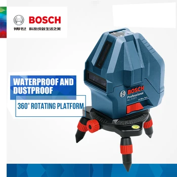 Лазерный уровень Bosch 5-линейный инфракрасный лазерный маркер GLL5-50X, самовыравнивающийся по вертикали и горизонтали.