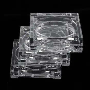 3шт Кристально прозрачных пустых контейнеров для теней для век и румян, футляров и коробки для установки теней