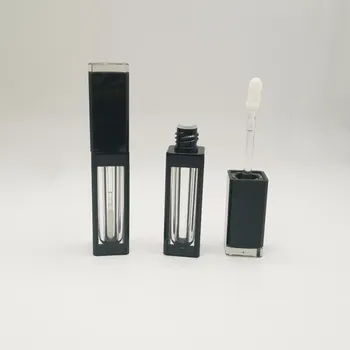 Квадратный черный тюбик блеска для губ 100 шт с прозрачным окошком, пустой контейнер для блеска для губ, упаковка 5 мл