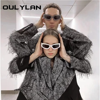 Солнцезащитные очки Oulylan Cat Eye для женщин, Винтажный бренд, дизайнерские мужские солнцезащитные очки, очки в модном стиле Хип-хоп, оттенки UV400 Зеркальные