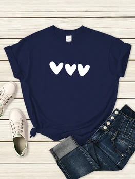 Женская футболка с белым сердцем, летние удобные футболки в стиле харадзюку, повседневная одежда в стиле хип-хоп, винтажное качество, короткий рукав для женщин.