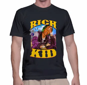 мужская хлопковая футболка, мужская футболка Rich The Kid, Винтажные футболки, Размер S, M, L, Xl, 2Xl, Черный Свободный размер, Забавная футболка