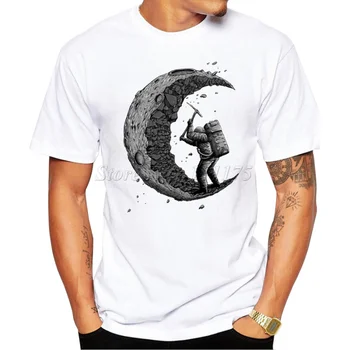 2019 Летняя модная дизайнерская футболка digging the moon, мужские высококачественные топы с принтом на заказ, хипстерские футболки