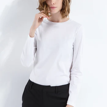 Женская футболка из 94% хлопка с длинным рукавом Harajuku, Осенние топы, базовые пуловеры, Женская одежда M30168