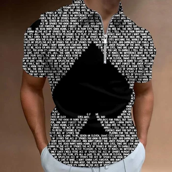 Мужская рубашка на молнии, Летняя Новая мужская рубашка на молнии для покера, повседневная футболка, мужская мода, Мужская футболка с коротким рукавом, Спортивная Мужская одежда