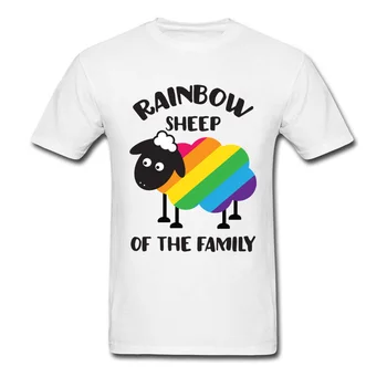 Милая футболка Rainbow Sheep Of The Family, забавная мужская футболка с животными, персонализированные топы, футболка, брендовые футболки для отдыха для мальчиков