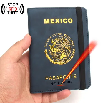 Настройте Имена Обложка для паспорта Дорожный Бумажник Мексиканский Органайзер для паспорта Резинка для путешествий Персонализированный Держатель для паспорта Мексиканский
