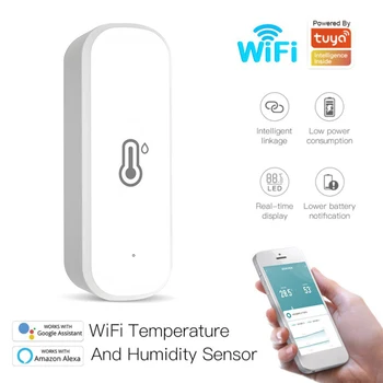 Tuya WiFi Датчик температуры Влажности Комнатный термометр Гигрометр Система охранной сигнализации Умного дома для Tuya Smart Life Alexa
