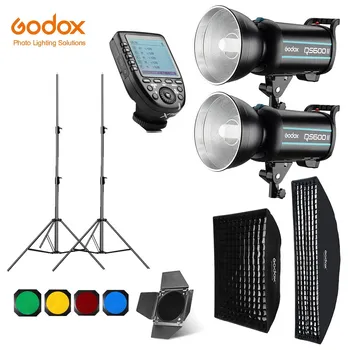Godox QS600II 2x 600Ws Фотовспышка для фотостудии, триггер XPRO, Софтбокс, Осветительная подставка 280 см, Дверь Сарая, встроенные Приемники вспышки