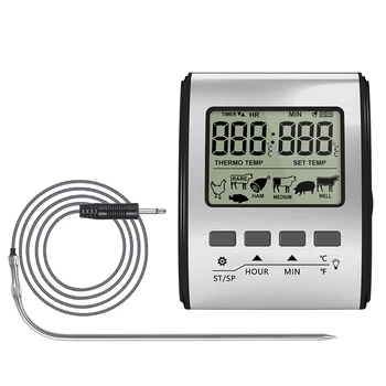 Цифровой термометр для мяса, Кухонный термометр для приготовления барбекю с датчиком таймера, Подсветка для гриля, Термометр для духовки