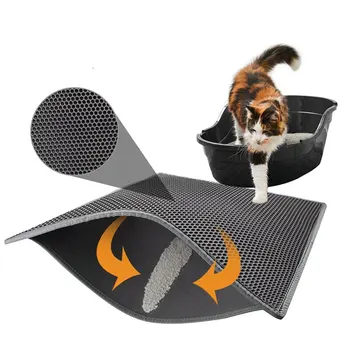 Коврик для кошачьего туалета, Двухслойный водонепроницаемый нескользящий материал EVA, Домашние Моющиеся кошачьи миски, одеяло, принадлежности для чистки кошачьей кровати.