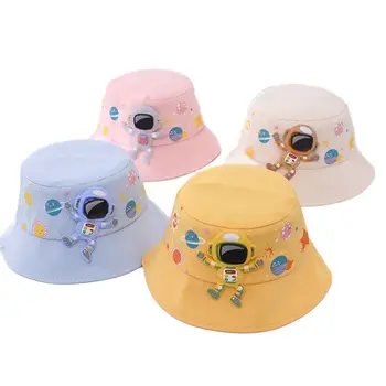 2022 Весна-лето, Новая Солнцезащитная шляпа для мальчиков и девочек, Хлопковая детская Дышащая Солнцезащитная шляпа Рыбака с милым мультяшным астронавтом, Детская шляпа-ведро