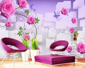Beibehang Пользовательские обои 3D стерео отражение розы ТВ фон стены украшение дома гостиная спальня фреска 3D обои