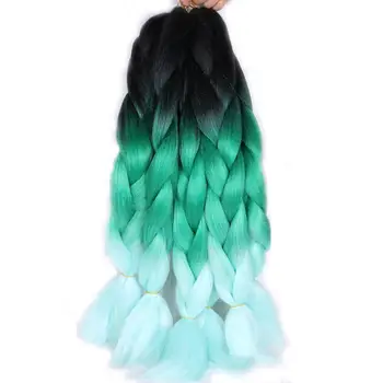 Гигантское наращивание волос Канекалон Плетение волос 24-дюймовое Омбре Многоцветные синтетические волосы для Черной пятницы