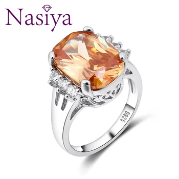 Nasiya Большие овальные кольца с цирконом цвета шампанского для женщин, классические модные украшения, помолвка, повседневная жизнь, оптовая продажа, подарок, прямая поставка
