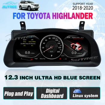 12,3-дюймовый Автомобильный цифровой датчик, виртуальная кабина для Toyota Highlander 2018-2020, экран приборной панели спидометра для развлечений