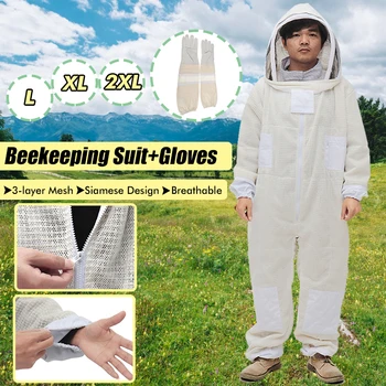 Одежда для пчеловодства на все тело, шляпа с вуалью и капюшоном, 3-слойная одежда для защиты от пчел, защитный костюм для пчеловодства, экипировка для пчеловодов