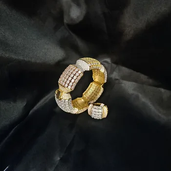 100% Оригинальный дизайн, кубический цирконий Dazzdelic AAA, роскошный браслет из цельного циркона с кольцом, набор для женщин, свиданий и вечеринок