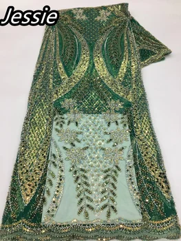 Африканская кружевная ткань, роскошная вышивка, сетчатое кружево С бисером, блестящие пайетки, Алжирская вышивка, тюль, кружевное платье для шитья