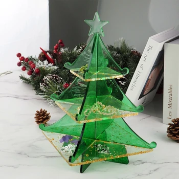 3-Ярусная Рождественская елка, подставка для торта, лоток, форма из эпоксидной смолы, фруктовый лоток, силиконовая форма, Рождественские Новогодние украшения для свечей, подарки