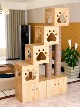 Рама для Скалолазания кошек BBK Cat Nest Платформа для прыжков Мебель из массива Дерева Шкафчик Для кошек из натуральной Пеньковой Веревки
