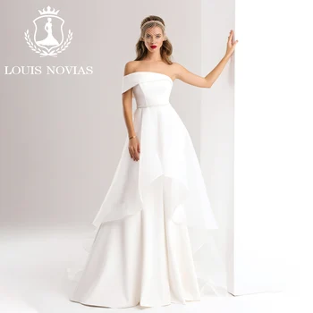 Свадебное платье-русалка LOUIS NOVIAS 2 IN1 с жакетом 2023, вырез лодочкой, Съемный шлейф, Тюлевое свадебное платье-футляр Vestidos De Novia