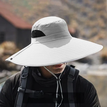 Летняя спортивная шапка для мужчин, зонт для альпинизма, солнцезащитный крем, тюрбан, Широкополая шляпа с дышащей сеткой, складные кепки