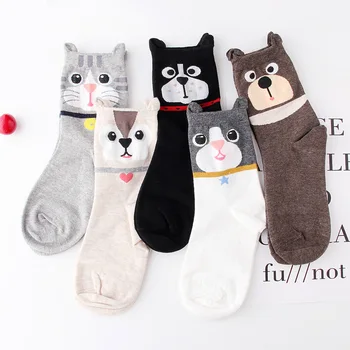 Милые женские носки с мультяшными ушками, котята, женские носки, Корейская версия носков-дезодорантов, стерео носки с мультяшными животными, ГОРЯЧИЕ продажи