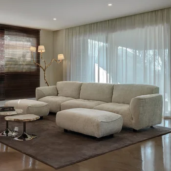 Итальянский минималистичный тканевый диван простая современная комбинация небольшой семейной гостиной для трех или четырех человек удобный диван