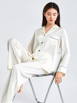 Белый пижамный комплект Пижамы Женская пижама из шелкового атласа Ice, пижамный костюм, женский комплект из двух предметов для сна, женская одежда для отдыха